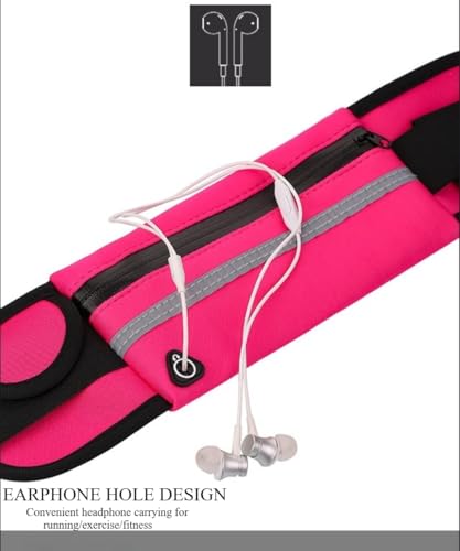 Running Belt Waist Pack for Runner Marathon Jogging Cycling Fitness Elastic Belt with Zipper Closure Secure Phone Holder for Men Women Jogger Slim Waistband （Pink） - color: Pink