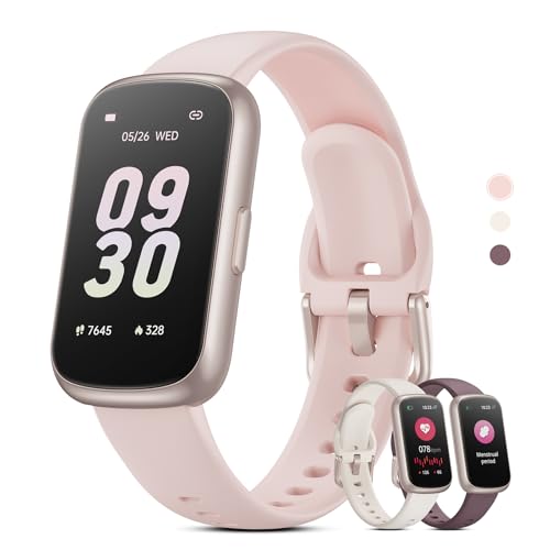 Health Fitness Tracker Smart Watch with 24/7 Heart Rate, Blood Oxygen, Sleep Tracker, Pedometer, 3 Colorful Bands & 3ATM Waterproof Activity Tracker with Step Calorie Counter, Bubble Pink - color: Bubble Pink