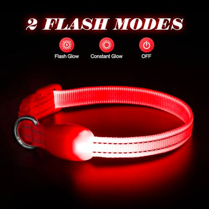 Light Up Dog Collar for Small Dogs (Red) - color: Red