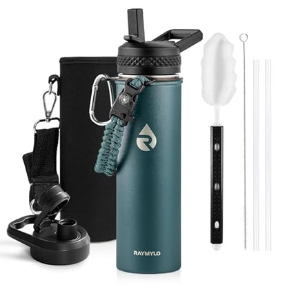 RAYMYLO Insulated Water Bottle 20 oz, Triple Wall Vacuum Stainless Steel - color: Dark Green, size: 20 Ounces