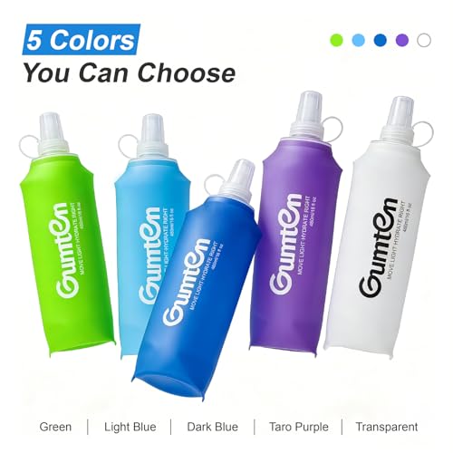 Soft Flask 480ml Collapsible TPU Soft Water Bottle BPA-Free for Hydration Pack Running Vest Jogging Hiking Cycling Camping Marathon (Dark Blue) - color: Dark Blue