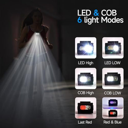 RAHAN Clip on Running Light, 2Pack Magnetic Clip on Light for Runners with 6 Lighting Modes, Rechargeable Reflective Running Gear for Runners Night Walking Hiking Camping (Black) - color: Black-2