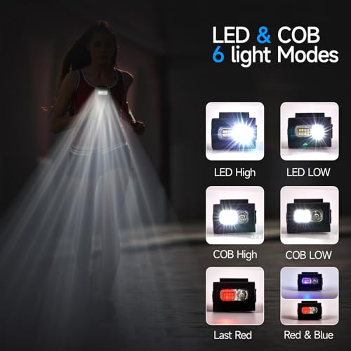 RAHAN Clip on Running Light, 2Pack Magnetic Clip on Light for Runners with 6 Lighting Modes, Rechargeable Reflective Running Gear for Runners Night Walking Hiking Camping (Black) - color: Black-2