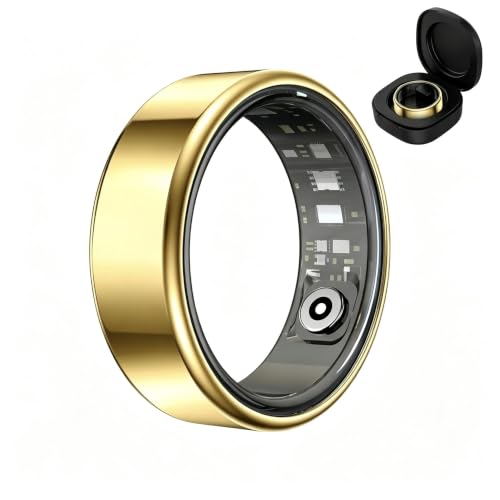 Smart Health Ring, Featuring Stress and Sleep Monitoring Functions, Compatible with iOS and Android,Waterproof Fitness Tracker for Women & Men, No Subscription Fee. (Gold, 14#) - color: Gold, size: 14#