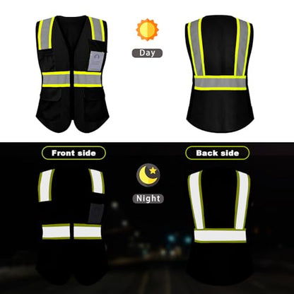 Safety Vest for Women 9 pockets Womens Safety Vest, Black S - color: Black, size: Small