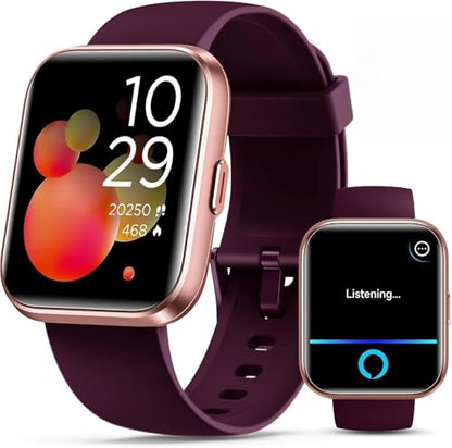 Smart Watches for Women, Smart Watch for Android Phones & iPhone, Fitness Watches for Women with Alexa, Call & Notification Alerts, Tracks Heart Rate/Sleep Smartwatches (Dark Purlple, 1.8 inches) - color: Rose Purple