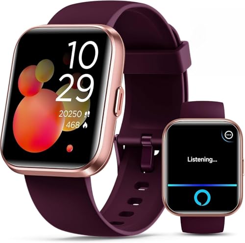 Smart Watches for Women, Smart Watch for Android Phones & iPhone, Fitness Watches for Women with Alexa, Call & Notification Alerts, Tracks Heart Rate/Sleep Smartwatches (Dark Purlple, 1.8 inches) - color: Rose Purple
