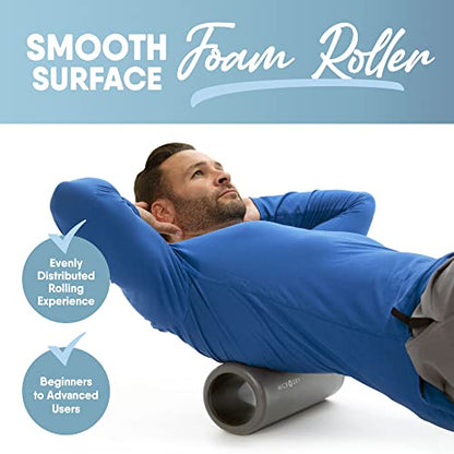 MICRODRY Deluxe Fitness Foam Back Roller for Muscle Relief, Roller for Yoga, Stretching, Deep Tissue Firm Massage & Trigger Point Release, Exercise Workout at Home or Gym, 13x5.3, Light Grey