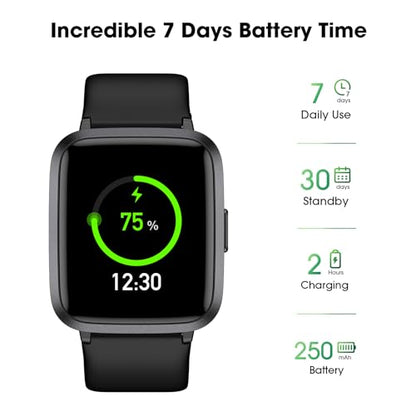 Fitness Tracker Watch with Heart Rate, Activity Tracker, Pedometer Watch - color: Black