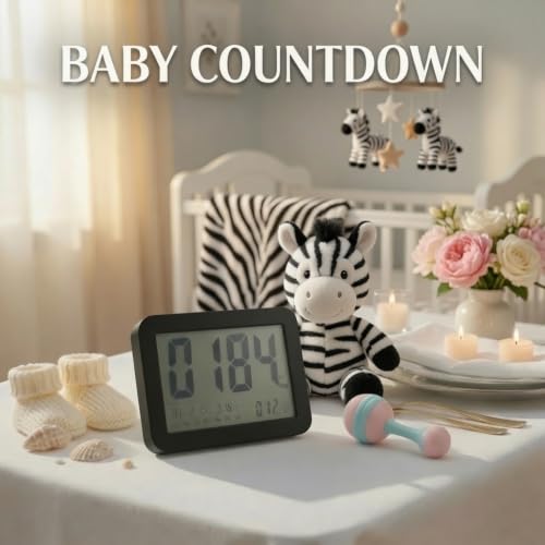 9999 Days Count Up & Countdown Clock - Reusable Digital LCD Timer with Large Display - Visual Timer & Calendar for Retirement, Wedding, Birthday, Holiday & More (Black)