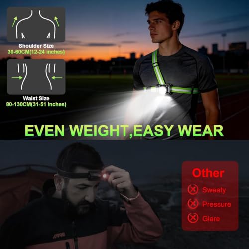 1000LM Running Lights for Runners, Reflective Runming Vest with LED Lights