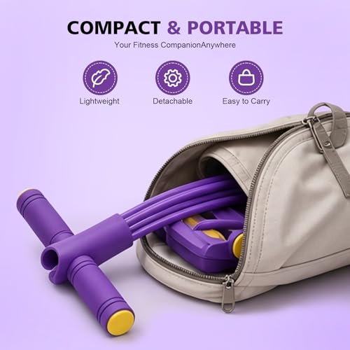 Multifunctional Pedal Resistance Band with Handle,6/8/10 Tubes for All Weights,Upgrade Heavy-Duty Stretch for Full Body Workouts. - color: Purple 8 tubes