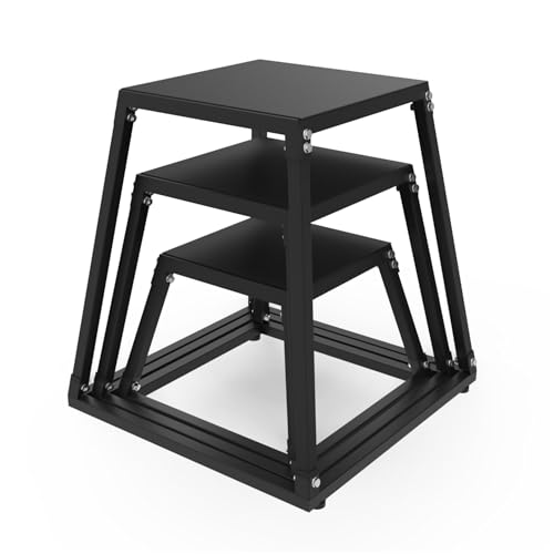 Garvee Steel Plyo Box for Exercise, Plyometric Jumping Box Metal Exercise Step Up Box with Anti-Slip Surface for Home Gym Training,Single and Set - color: Black, size: 12/18/24 Inch