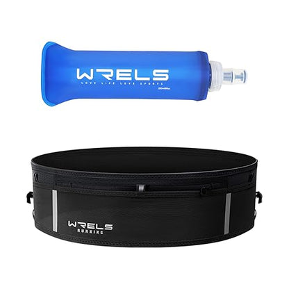 WRELS Hydration Running Belt with TPU Soft Flask 250ml,Breathable Running Belts for Women Men Workout Exercise Fitness Waist Bag Phone Holder For Runner Marathon Jogging - color: Black-L