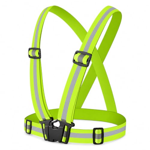 High Visibility Reflective Harness Vest – Adjustable One Size Fits Most, 360° Super Bright Safety Gear for Running, Cycling, Work & Roadside Emergencies - color: Green
