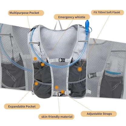 Lightweight Running Vest for Women and Men Hydration Backpack Pack with 1.5L Water Bladder Bag for Hiking Trail Running Gear Cycling Marathon