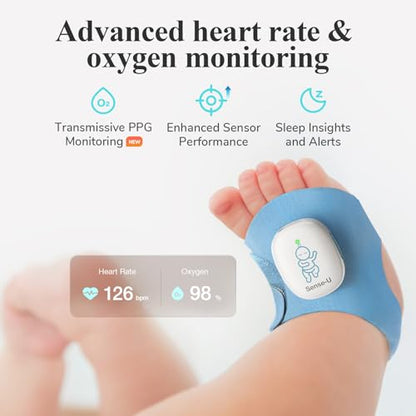 Sense-U Smart Sock Shoe 2 Baby Monitor – Tracks Heart Rate & Sleep Patterns with Transmissive PPG Foot Sensor, for 1–12 Months