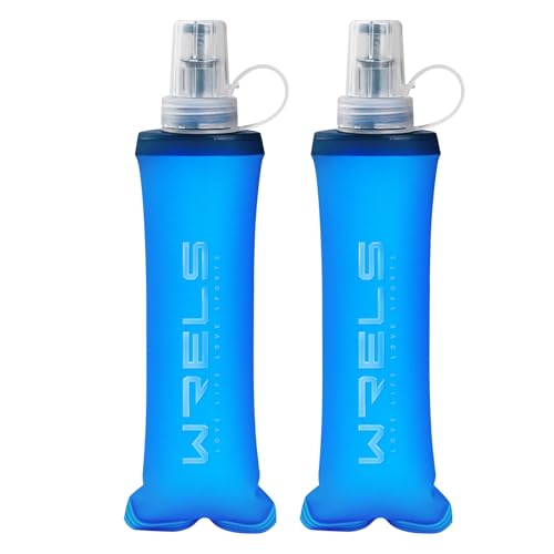 Soft Flasks Running Water Flask Folding Soft Water Bottles Small for Outdoor Sports Hiking Hydration Pack 5oz/8oz/17oz(BLUE,8oz*2) - color: Blue, style: 250ml/8oz-2 Pack
