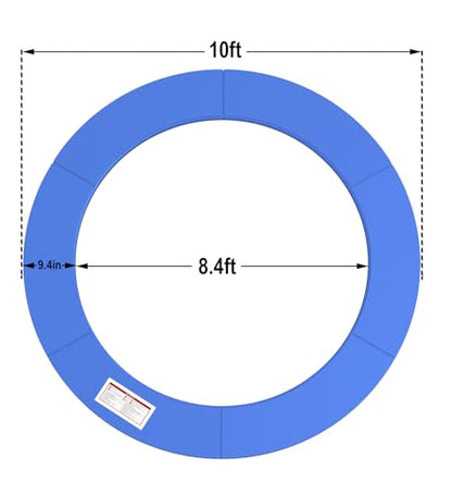 LANGXUN Universal Trampoline Repalcement Safety Pad, 8ft 10ft 12ft 14ft 15ft 16ft Waterproof Surround Spring Foam Cover for Round Frame - color: Blue, size: 10ft