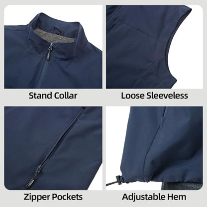Men's Lightweight Outerwear Vest Softshell Sleeveless Jacket - color: Blue, size: Medium