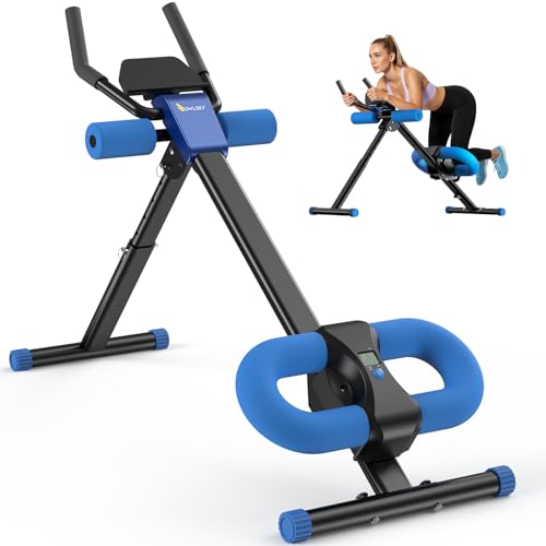 MR. CAPTAIN Ab Machine, Adjustable Ab Trainer Machine for Abs Workout at Home Gym, Foldable, LCD Monitor, Device Holder, 400 LBS, Abdominal Trainer for Stomach Workout - style: Blue