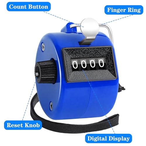 FEBSNOW 2 Pack Tally Counter Clicker 4 Digit Number for School Event - color: Red Blue
