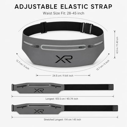 Running Belt Waist Pack for Men & Women, Slim Running Fanny Pack- Adjustable Fitness Waist Pouch, Bounce Free Jogging Belt, Waterproof Zipper, Reflective Running Gear (Gray) - color: Gray