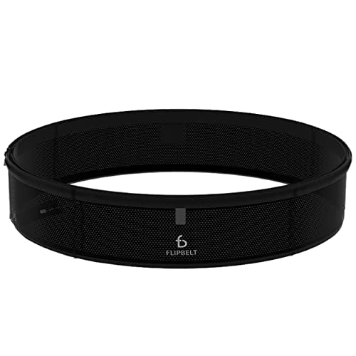FlipBelt Lightweight Running Air Belt, Fitness and Running Fanny Pack for Women and Men, Non Chafing Waist Band Pack for Phone, Keys, Money, Moisture Wicking Storage Belt, USA Company - color: Black, size: X-Small