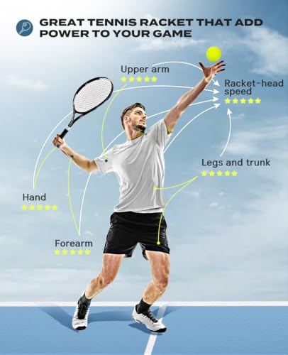HIRALIY 27-Inch Tennis Racket for Adults with Ball and Carry Bag - color: Light Black-1 Pack