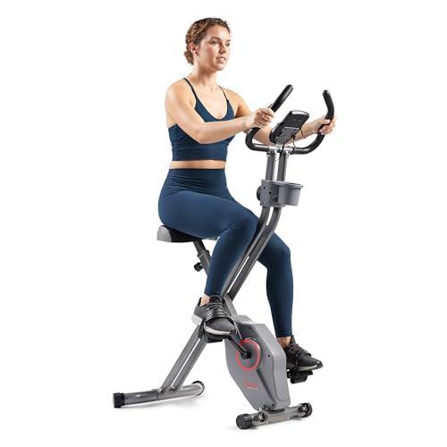Sunny Health & Fitness Smart Foldable Magnetic X-Bike, Low-Impact Workouts - color: Grey