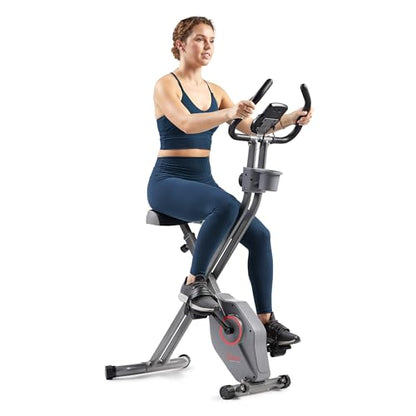 Sunny Health & Fitness Smart Foldable Magnetic X-Bike, Low-Impact Workouts - color: Grey