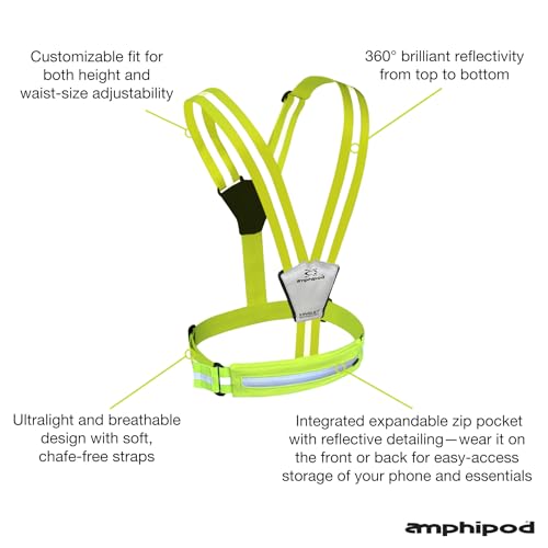 Amphipod Xinglet Pocket Luxe Reflective Vest, Zippered Storage - OS