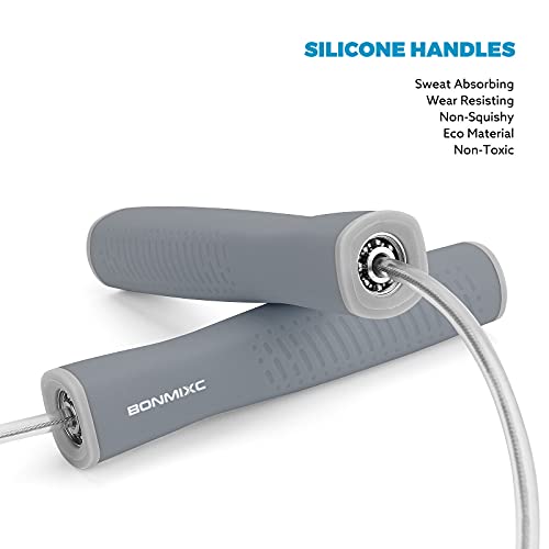 Weighted Jump Rope 1-LB for Adult || Speed Skipping Rope with Ball Bearings - color: Speed Gray (1 Pack)