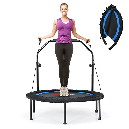 Goplus 40” Folding Fitness Trampoline w/ 2 Resistance Bands - color: Blue