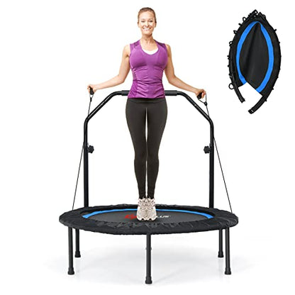 Goplus 40” Folding Fitness Trampoline w/ 2 Resistance Bands - color: Blue