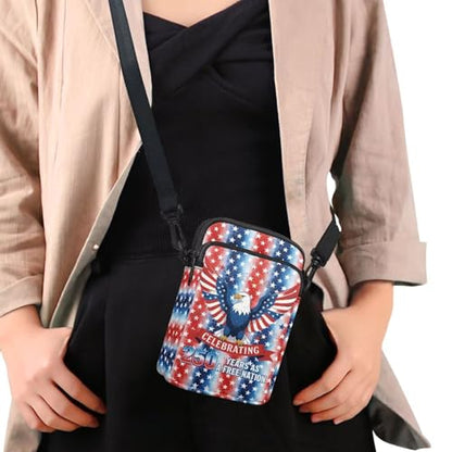 Hawaiian Tribal Small Crossbody Bags for Women Cell Phone Bag Purse, Sea Turtle Zipper Sling Purses Shoulder Bag - color: Bald Eagle