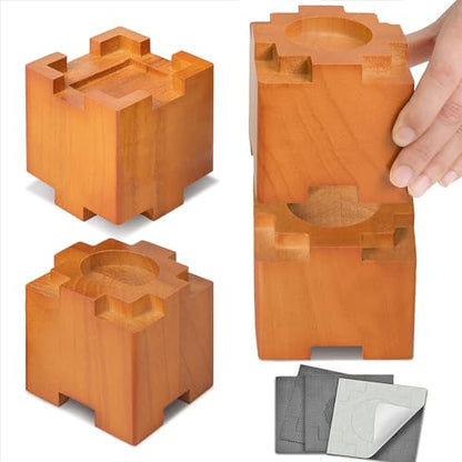 Wood Bed Risers 3.5 Inch with Non-Slip Rubber Pad Furniture 4 Pack, Brown - color: Large Brown 4pack
