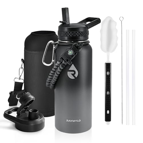 RAYMYLO Insulated Water Bottle 32 oz, Triple Wall Vacuum Stainless Steel - color: Dark Gray, size: 32 Ounces