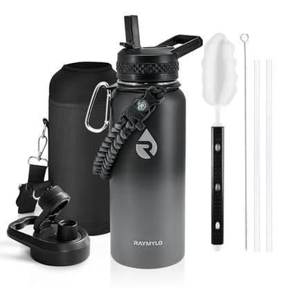 RAYMYLO Insulated Water Bottle 32 oz, Triple Wall Vacuum Stainless Steel - color: Dark Gray, size: 32 Ounces