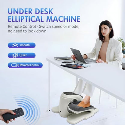 Under Desk Elliptical Exercise Machine, Electric Ellipse Leg Exerciser as Seen on TV for Seniors with Remote Control & 12 Level Speeds, Portable Quiet Seated Pedal Exerciser Machine for Home Office