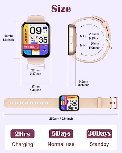 RUIMEN Smart Watches for Women, Bluetooth Calls, Fitness Tracker Pink - color: Pink