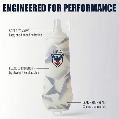 Richboyz 500ml Running Soft Flask: Leakproof TPU Hydration Bottle for Trail Runners & Cyclists & Hikers – Lightweight & BPA-Free Folding Water Bottle (White Eagle)