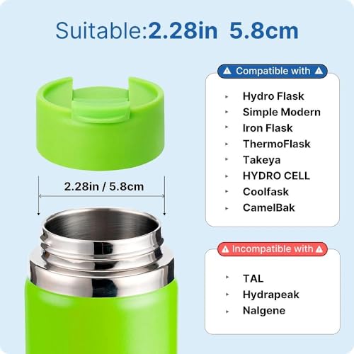 Flip Lid Replacement for Hydro Flask 12 16 18 20 32 40 64 oz Wide Mouth - color: Green 2Pack