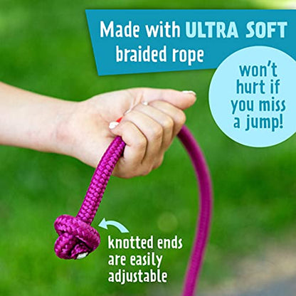 Just Jump It 8' Foot Single Jump Rope for Kids Women and Men - Active Outdoor Youth Fitness Excersing Equipment - Braided Nylon Gym Accessories - color: Red Confetti