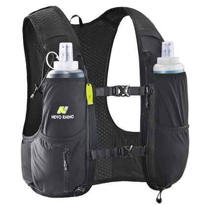N NEVO RHINO Running Vest, Hyration Vest with 2 Pcs 500ML Soft Flasks - color: Black, size: X-Large