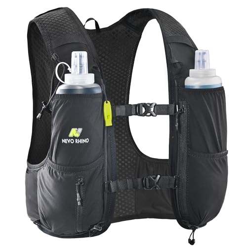N NEVO RHINO Running Vest, Hyration Vest with 2 Pcs 500ML Soft Flasks - color: Black, size: X-Large