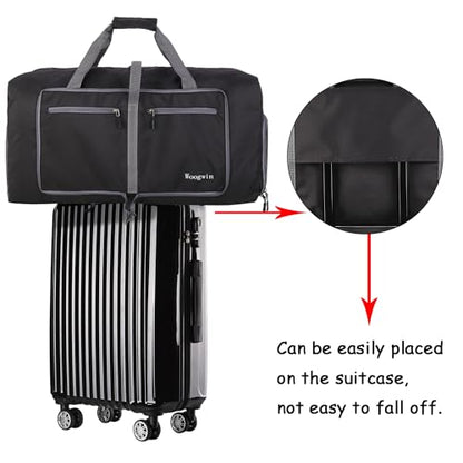 Woogwin Travel Duffel Bag Large Foldable Waterproof Overnight Bag for Beach Swim Bags Pool Sports Gym - color: 60L SnowBlack