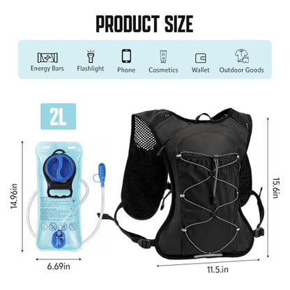 Hydration Backpack, Lightweight Water Backpack, Adjustable Running Vest - size: 2L Water Bag