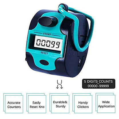 TESEAS Handy Counter Click Manual Digital clicker Stitch Tally Counters Finger Mechanical Palm Handheld Pitch 5-Digit Electronic Display Click Counter Number Count for Row, People, Golf Lap - style: handy tally counter