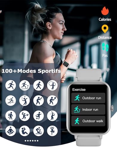 GRV Smart Watch for Men Women, Bluetooth Call, for iPhone Android Gray - color: Gray